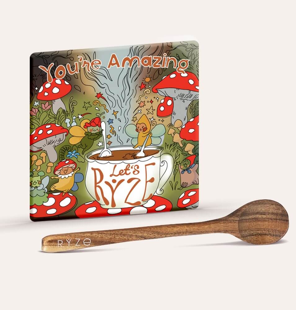 Mushroom Magnet + Acacia Spoon - Clean Style