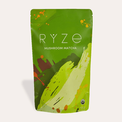 RYZE Matcha - with 6 Organic Adaptogenic Mushrooms Grown In USA and Ceremonial-Grade Japanese Matcha - Travel Edit