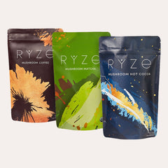 RYZE Matcha - with 6 Organic Adaptogenic Mushrooms Grown In USA and Ceremonial-Grade Japanese Matcha - Travel Edit